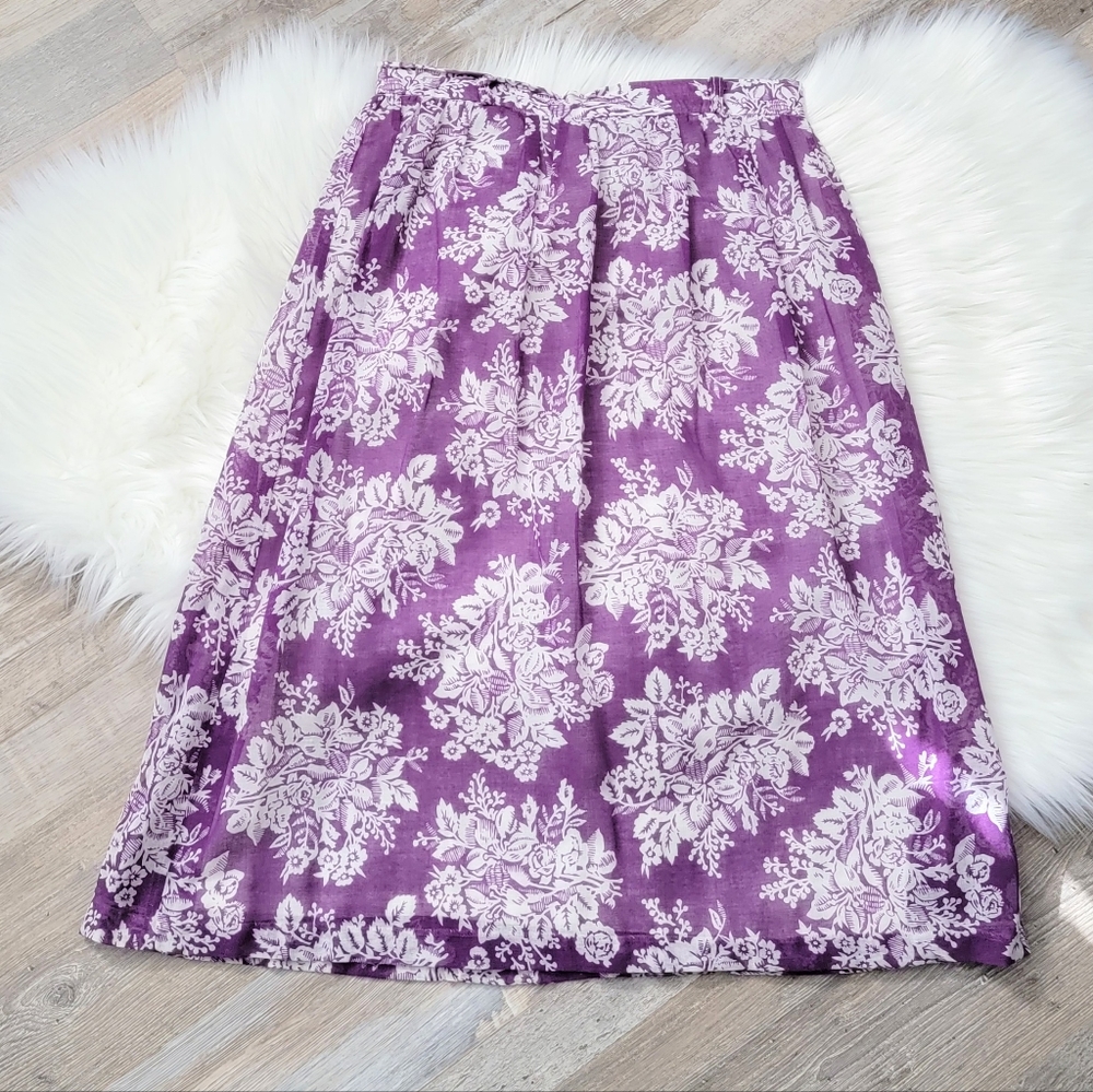 Vintage MJ Concepts in Sportswear Floral Midi Skirt Size 11 Union Made USA